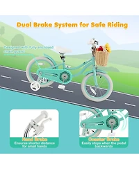 16 Inch Kids Bike with Training Wheels and Adjustable Handlebar and Seat, Green