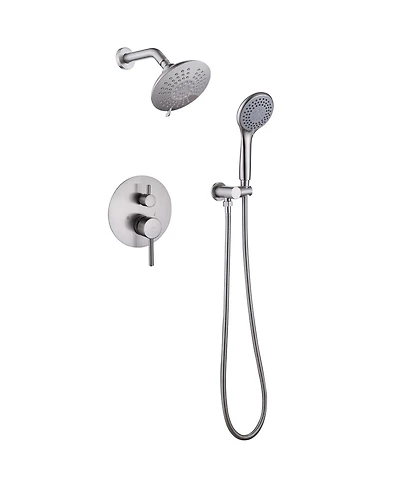 Single-Handle 2-Spray Round High Pressure Shower Faucet Brushed Nickel (Valve Included)