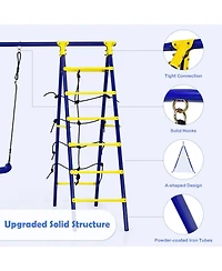 5-in-1 Outdoor Kids Swing Set with A-Frame Structure and Ground Stake