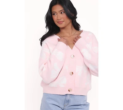 Petal and Pup Women's Wrenn Bow Knit Cardigan - Soft Pink
