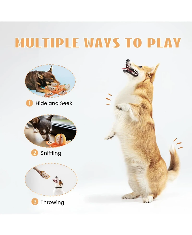 Nocciola 5-in-1 Orange Dog Enrichment Toys, 4 Orange Slices with a Peel Snuffle Mat for Treats Hunting Fun