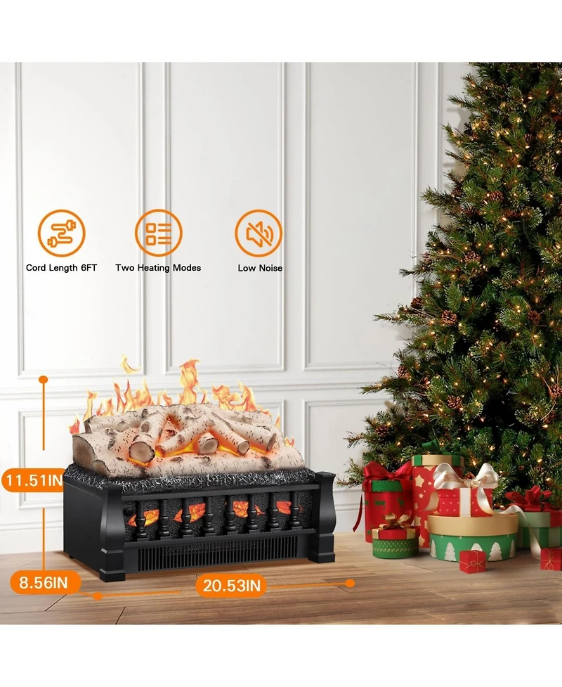 Cowsar 21 Inches Electric Fireplace Insert Log Heater with 5 Flame Brightness and 5 Flicker Speed, 750w/1500w