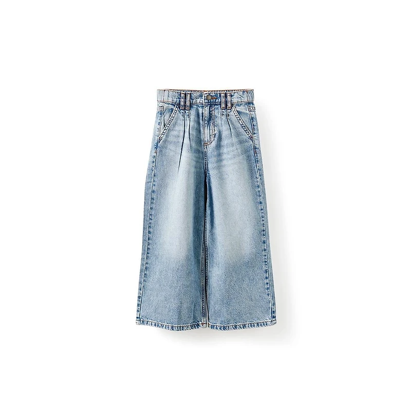 Cotton On Girls Little/Big Pleat Front Relaxed Denim Jean