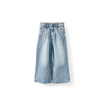 Cotton On Girls Little/Big Pleat Front Relaxed Denim Jean