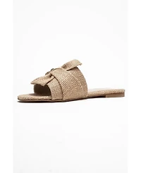 Prologue Shoes Daphne Raffia Bow Slide Sandal (Women)