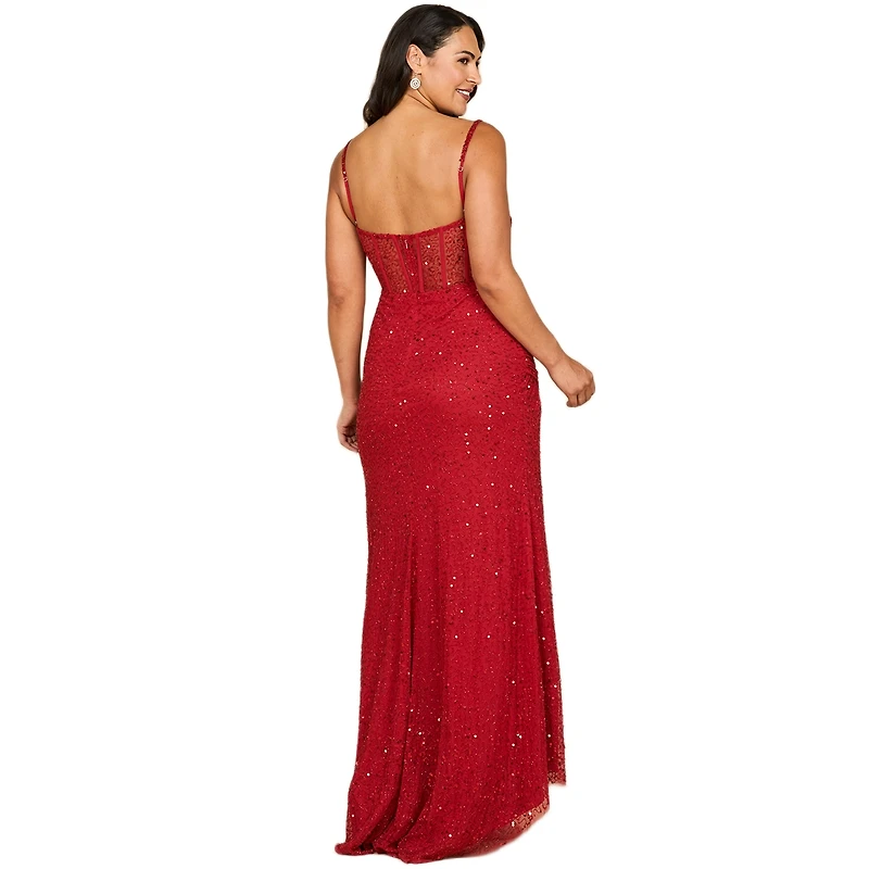 Lara Women's Elegant Corset Gown with Slit