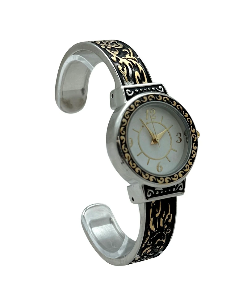 Olivia Pratt Antique Style Elegant Cuff Women Watch, Two Tone