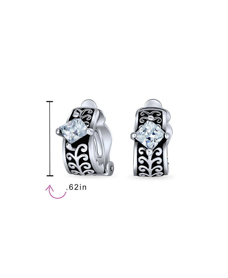 Bling Jewelry Set of 2 Black Clear Crystal Vines Scroll Half Hoop Clip-On Earrings Non-Pierced