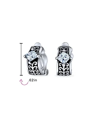 Bling Jewelry Set of 2 Black Clear Crystal Vines Scroll Half Hoop Clip-On Earrings Non-Pierced