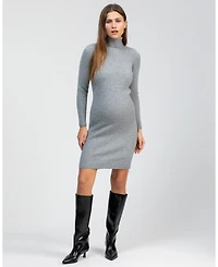 Pietro Brunelli Maternity Ribbed Turtleneck Mini Bodycon Celeste Dress