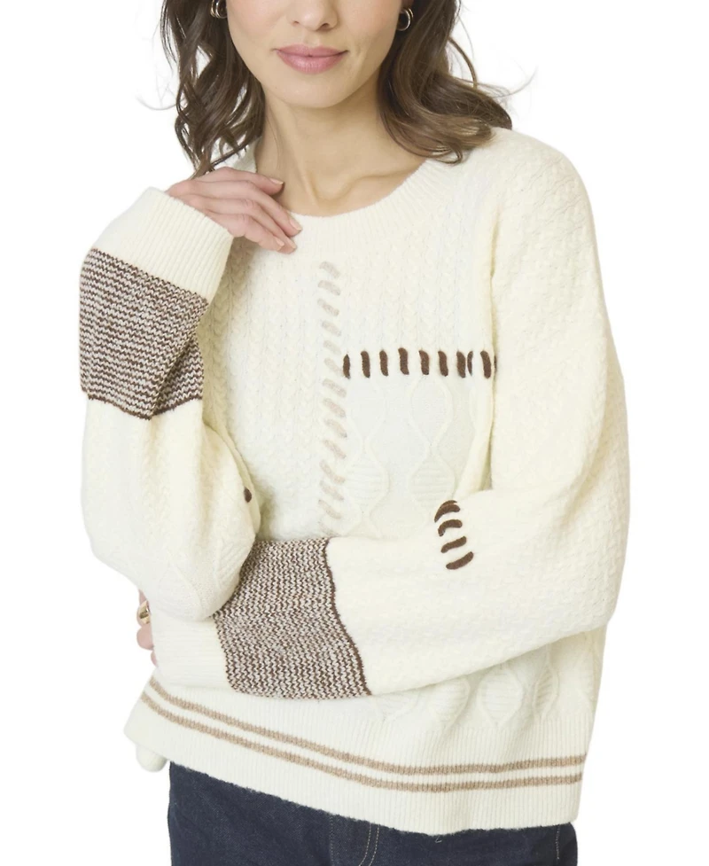 Central Park West Women's Patchwork Cropped Sweater