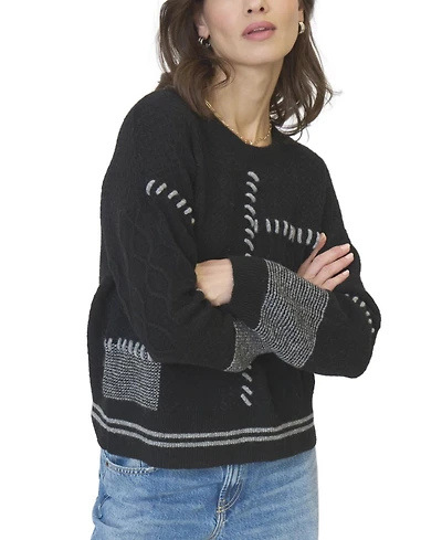 Central Park West Women's Patchwork Cropped Sweater