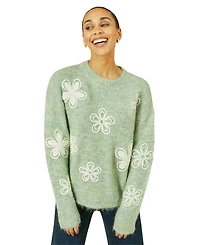 Yumi Women's Crochet Flower Knit Sweater