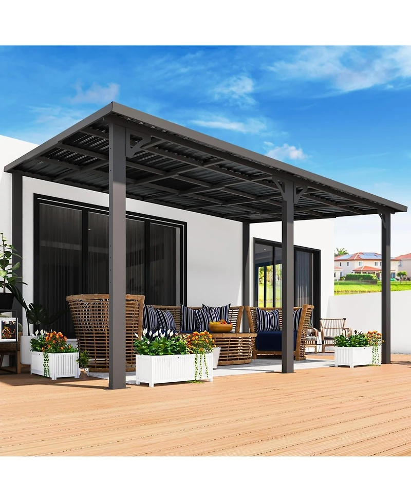 Aecojoy 14'X10' Hardtop Gazebo Outdoor Pergola Lean to Metal Pergolas