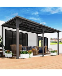 Aecojoy 14'X10' Hardtop Gazebo Outdoor Pergola Lean to Metal Pergolas