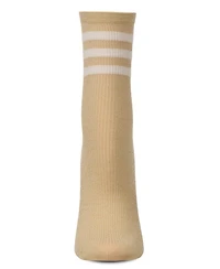MeMoi Women's Shimmery Sporty Stripe Crew Sock