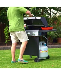Grill Boss 27,000 Btu 3 Burner Propane Gas Grill w/Wheels, Cover, & Side Shelves