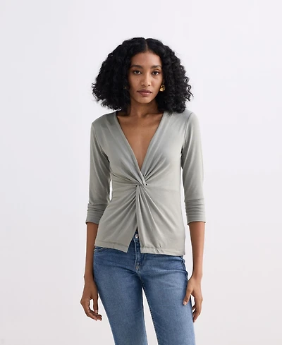 Reistor Women's Twist Front Knit Shirt Light Olive
