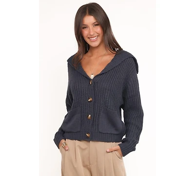 Petal and Pup Women's Amelia Oversize Collar Button Cardigan - Navy Xl