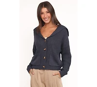 Petal and Pup Women's Amelia Oversize Collar Button Cardigan - Navy Xl