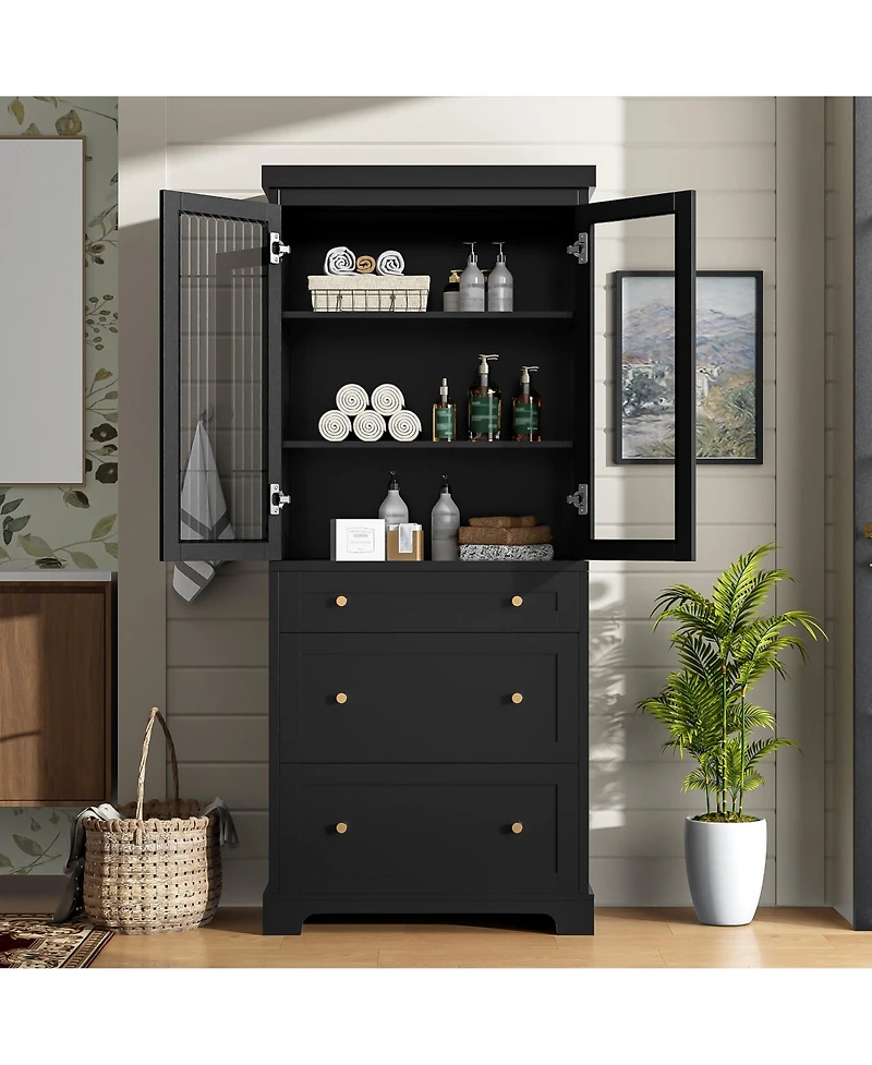 Lovmor 70inch Modern High Freestanding Tall Bathroom Cabinet for Bathroom Living Room Kitchen Storage