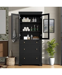 Lovmor 70inch Modern High Freestanding Tall Bathroom Cabinet for Bathroom Living Room Kitchen Storage