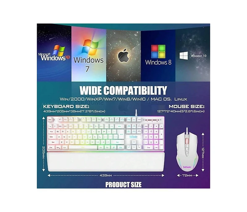 risokeys Wired Gaming Keyboard, Mouse, and Wrist Rest Combo