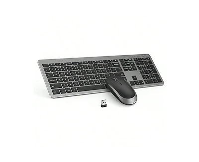 Wireless Keyboard And Mouse Combo-Full Size Slim Thin Wireless Keyboard Mouse With Numeric Keypad 2.4g Stable Connection Adjustable Dpi (Grey)