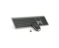 Wireless Keyboard And Mouse Combo-Full Size Slim Thin Wireless Keyboard Mouse With Numeric Keypad 2.4g Stable Connection Adjustable Dpi (Grey)