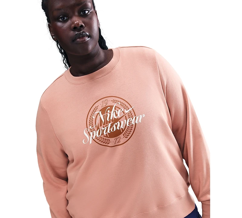 Nike Plus Size Sportswear Club Fleece Graphic Crew-Neck Sweatshirt