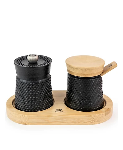 Peugeot Bali Cast Iron 3" Pepper Grinder with Salt Cellar Set