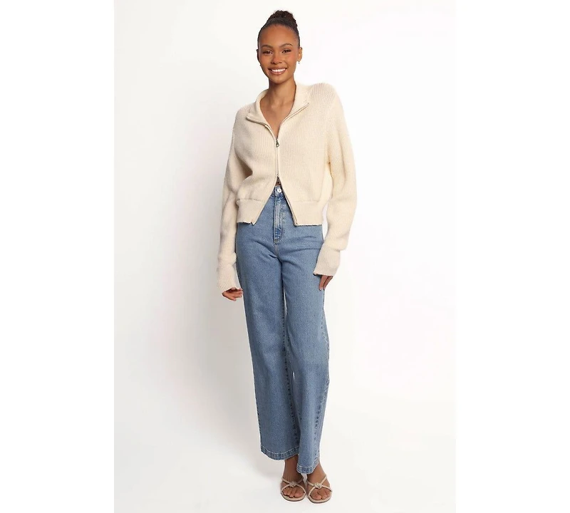 Petal and Pup Women's Kourtney Zip Cardigan - Cream