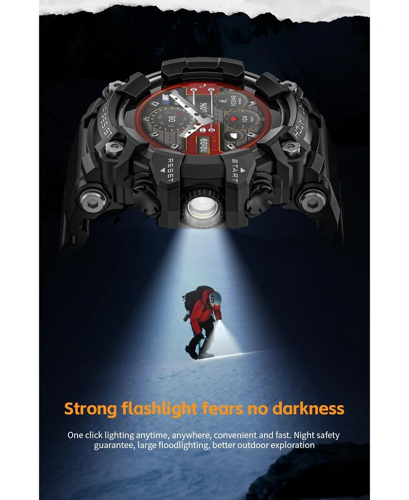 Ruxing smart Outdoor Adventure Waterproof Smart watch with Bluetooth Calling and Compass