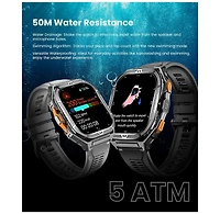 Ruxing Smart 1.96" Amoled Smart Watch for Women Men Outdoor Sport Multifunctional With Bluetooth Calling,Intelligent Reminder 5 Atm -Black