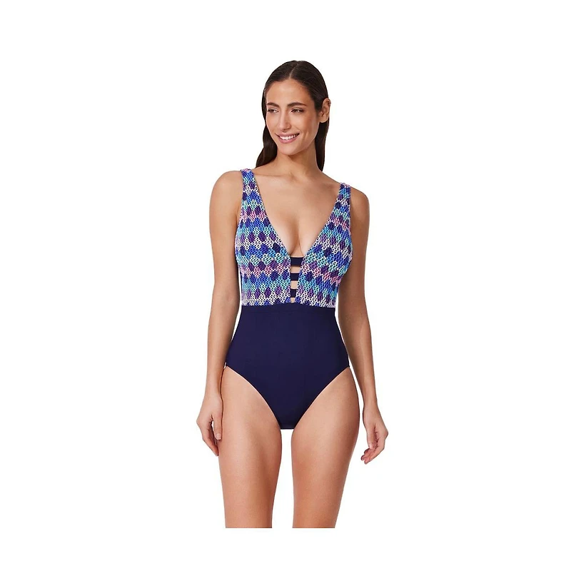 Profile by Gottex Women's Retro Riviera Halter Netted Crochet One Piece