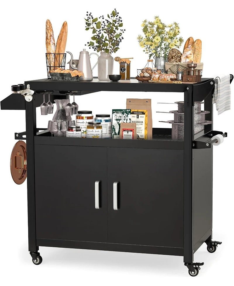 Aecojoy Outdoor Grill Table, 3-Tier Pizza Oven Stand Stainless Steel Bbq Prep Table