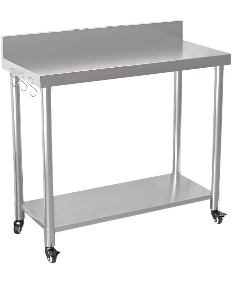 Aecojoy Stainless Steel Table with Backsplash 48"x18" Prep Tables for Commercial Kitchen