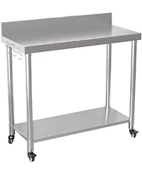 Aecojoy Stainless Steel Table with Backsplash 48"x18" Prep Tables for Commercial Kitchen