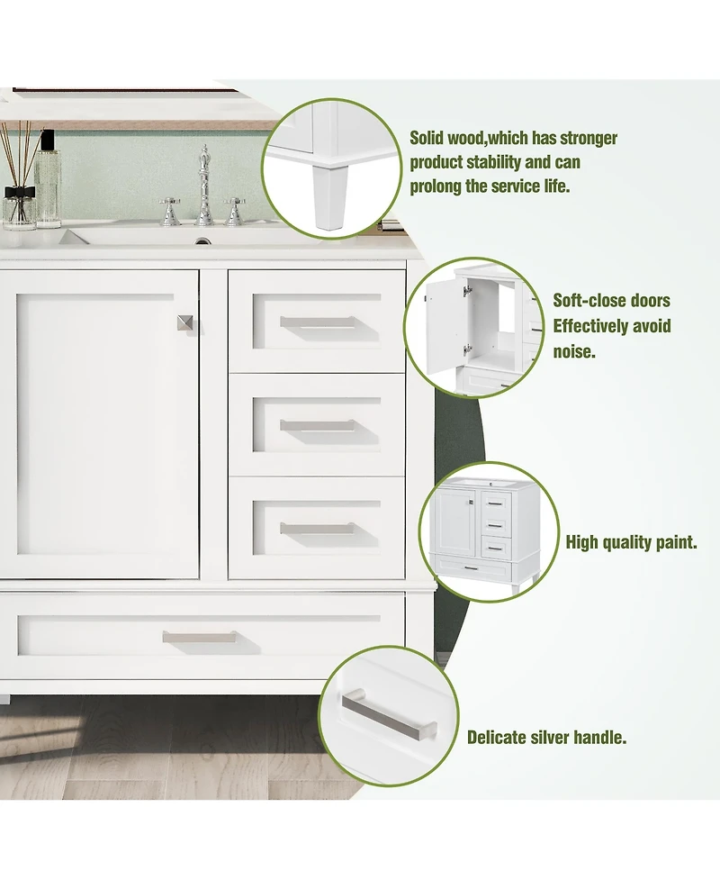 Lovmor 30inch Bathroom Vanity Modern Bathroom Cabinet with Sink Combo Set Bathroom Storage Cabinet with a Soft Closing Door
