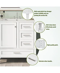 Lovmor 30inch Bathroom Vanity Modern Bathroom Cabinet with Sink Combo Set Bathroom Storage Cabinet with a Soft Closing Door