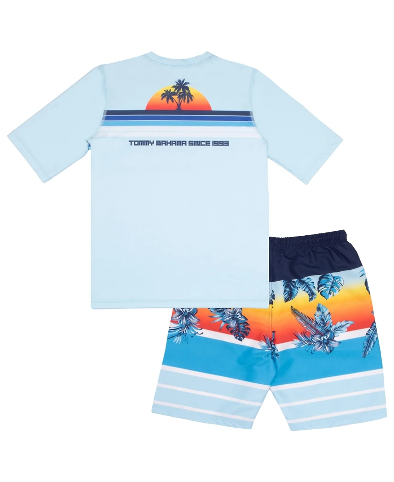 Tommy Bahama Little Boys Rash Guard and Swim Trunks 2-Piece Swimsuit Set