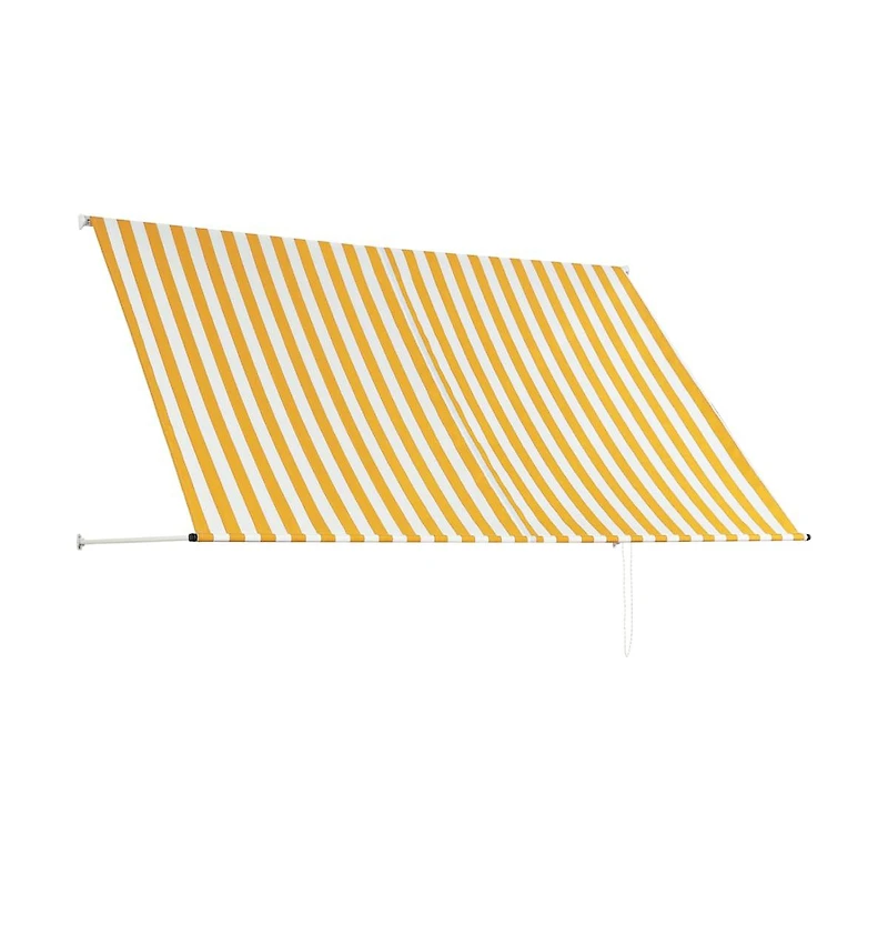 Awning Yellow and White Steel frame 98.4 x 59.1 in Retractable