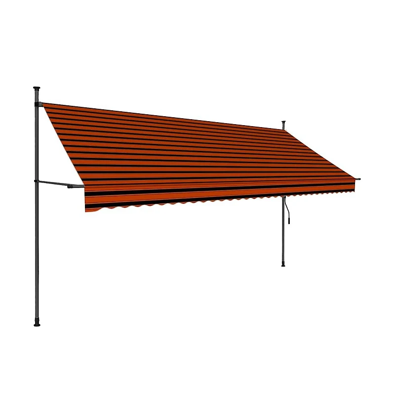 Retractable Awning Orange and Brown Polyester with Pu coating, Steel