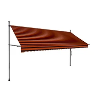Retractable Awning Orange and Brown Polyester with Pu coating, Steel
