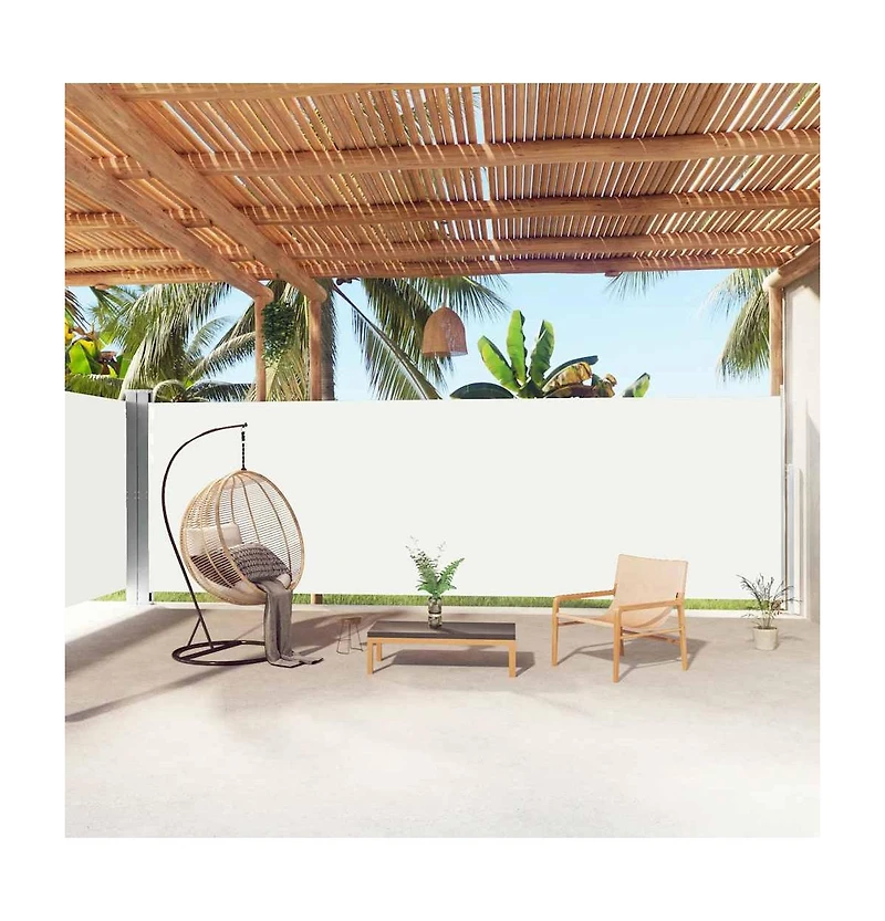 Side Awning Cream Polyester, Steel, Aluminum 78.7 x 393.7 in
