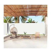 Side Awning Cream Polyester, Steel, Aluminum 78.7 x 393.7 in
