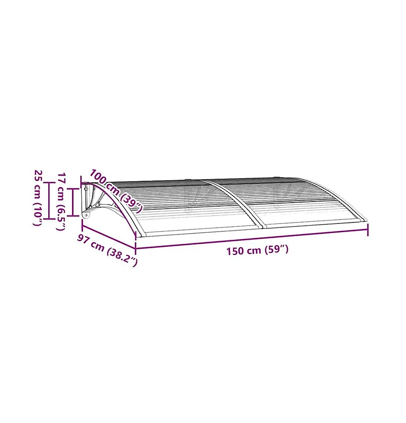 Door Canopy Grey Polycarbonate, Abs, Aluminum Standard Durable