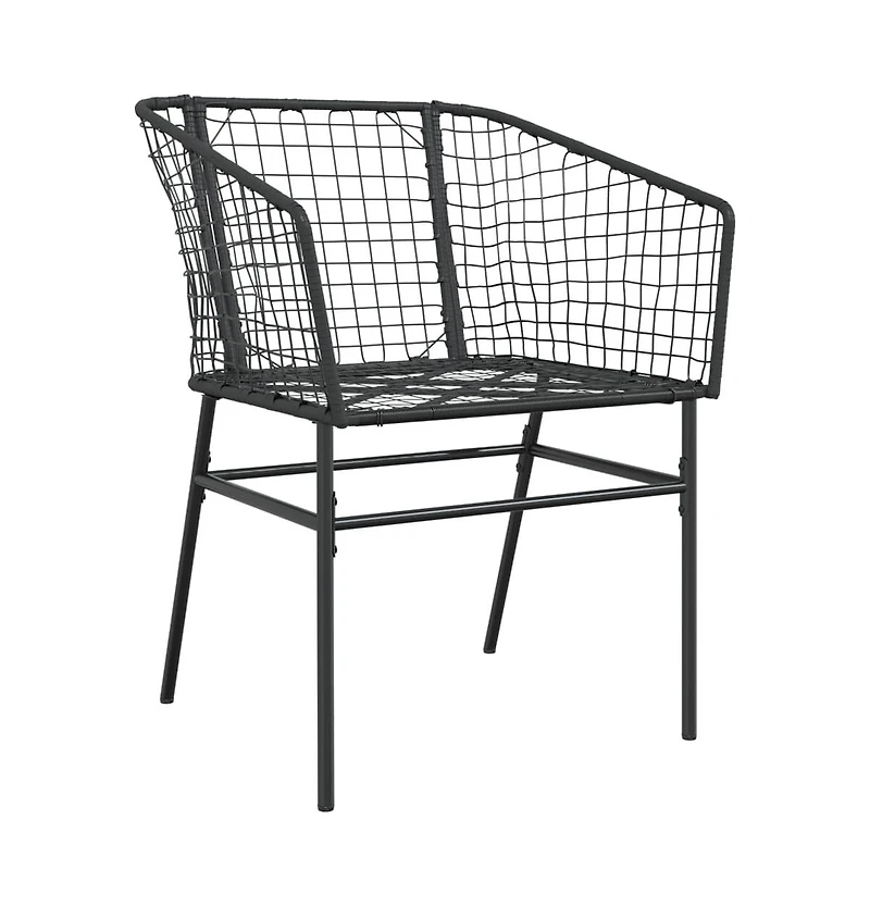 Garden Chair Black Pe Rattan, Powder-Coated Steel Durable