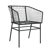 Garden Chair Black Pe Rattan, Powder-Coated Steel Durable