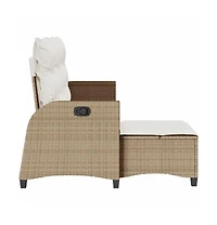 Reclining Garden Sofa Beige Pe Rattan Medium Adjustable Armrests